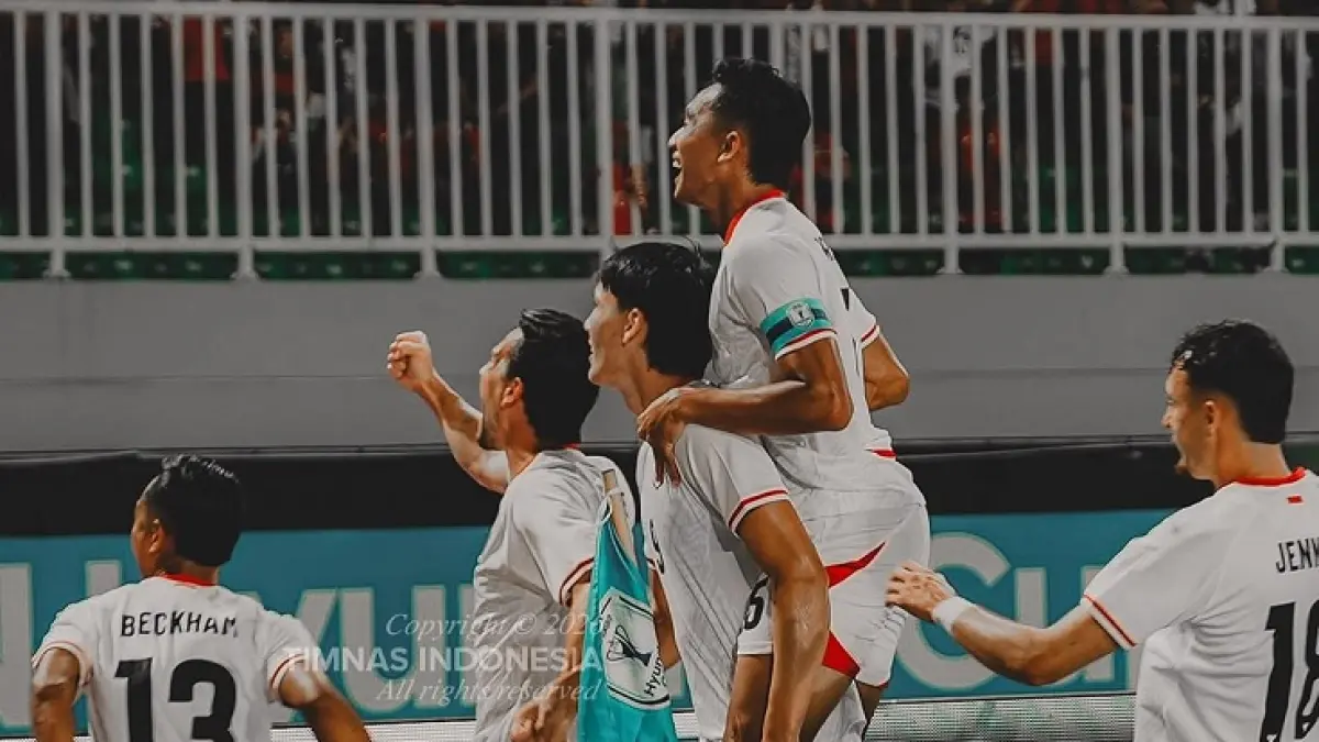 Mitchell Baker merayakan gol pada laga debut bersama Timnas Indonesia saat menghadapi Kamboja di Grup A Piala AFF 2026 di Stadion Pakansari, Bogor. (Instagram @timnasindonesia)