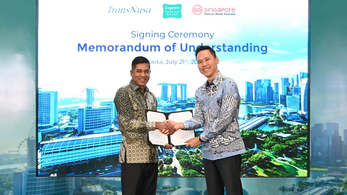 Singapore Tourism Board (STB) resmi menjalin kerja sama strategis dengan maskapai TransNusa dengan penandatanganan MoU di Jakarta, Selasa (21/7).