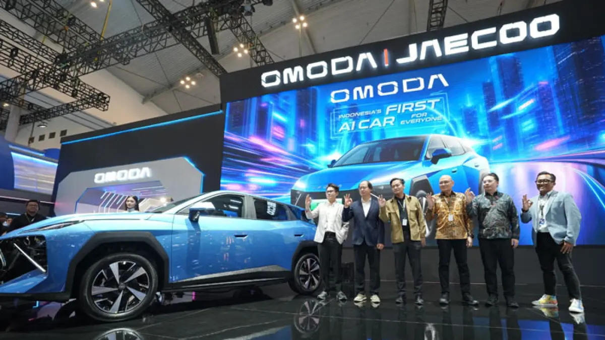 OMODA memperkenalkan OMODA O4 EV sebagai model terbaru sekaligus kendaraan AI pertamanya untuk pasar global di ajang GIIAS, Rabu (29/7/2026) di BSD City, Tangerang. (Istimewa)