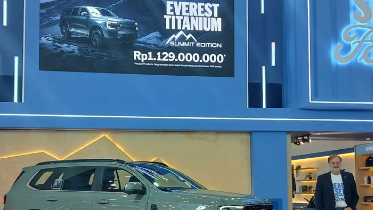 Pembukaan Both Ford RMA Indonesia sekaligus pengumuman harga OTR Jakarta di GIIAS 2026, Rabu (29/7/2026). Empat model yang diperkenalkan terdiri dari Ford Everest Platinum 3.0L V6, Ford Ranger Platinum 3.0L V6, Ford Ranger Wildtrak 3.0L V6, dan Ford Ranger Sport 2.0L. (Istimewa)