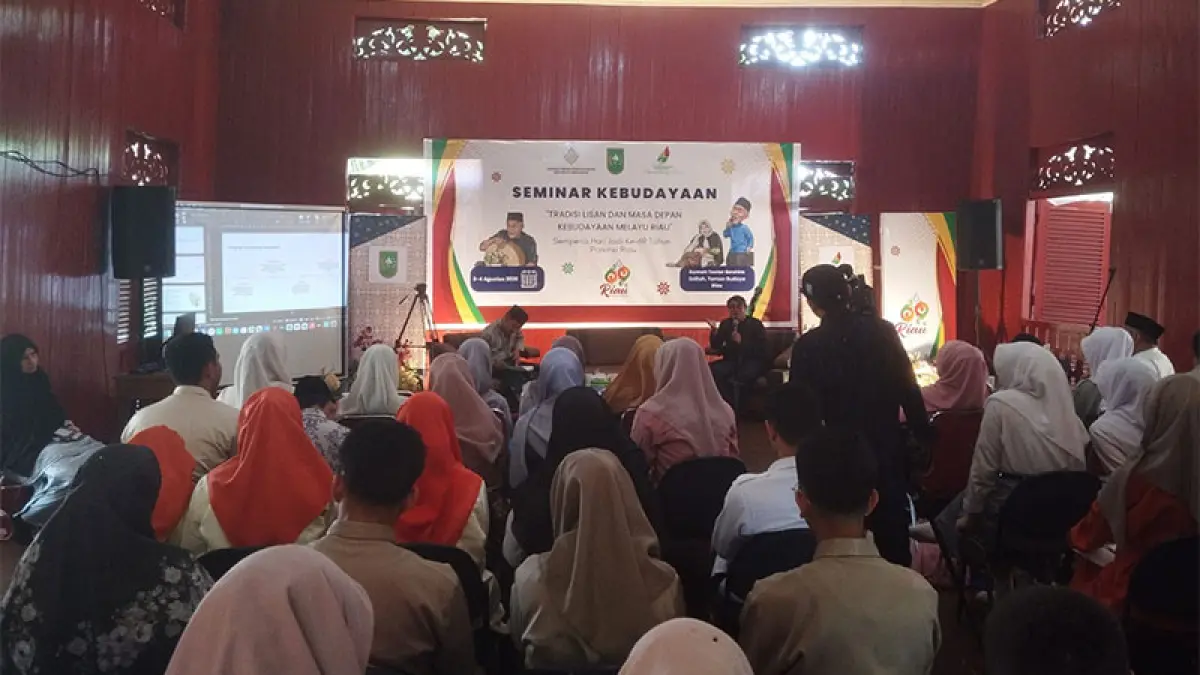 Seminar Kebudayaan yang ditaja oleh Dinas Kebudayaan Provinsi Riau, Selasa (4/8/2026) di Rumah Teater Ibrahim Sattah, Taman Budaya Riau, Jalan Sudirman Pekanbaru. (Dofi Iskandar)