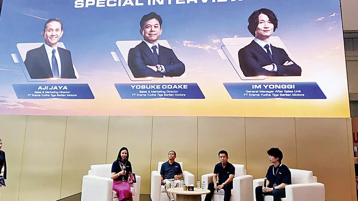 Manajemen PT Krama Yudha Tiga Berlian Motors (KTB) pada interview session ekosistem layanan Next Generation Zero Down Time (ZDT) pada ajang Gaikindo Indonesia International Auto Show (GIIAS) di BSD City Tangerang, Rabu (5/8/2026).(KTB untuk riau pos)