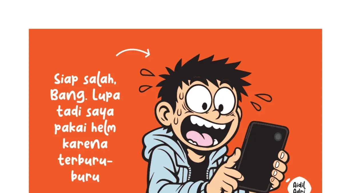 ALAMAAAK!!! Lupa Pakai Helm!