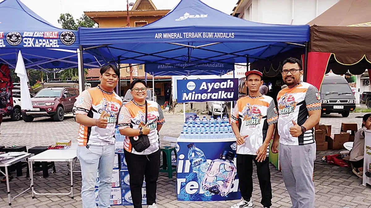 STAN: Stan Ayeah Mineral saat menjadi sponsor di acara Riau Pos Gowes Merdeka 2026, beberapa waktu lalu. (DOK RIAU POS) 
