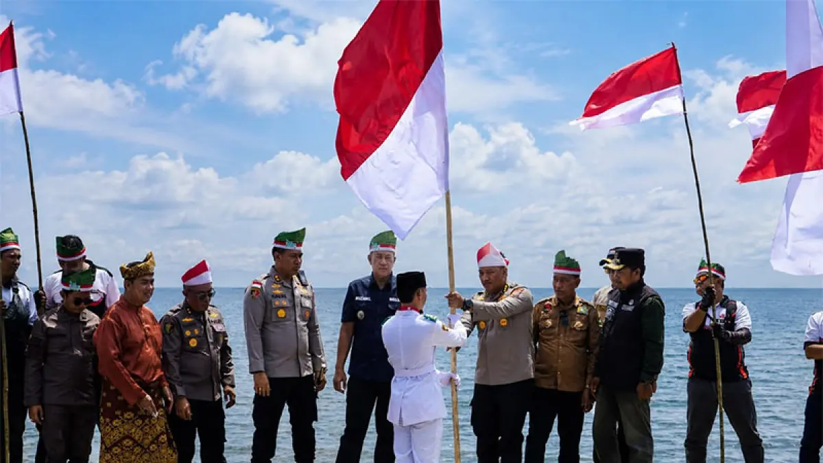 Tim Ekspedisi Merah Putih Presisi Polda Riau menyambangi Kecamatan Rangsang Pesisir, Kabupaten Kepulauan Meranti, Sabtu (8/8/2026). (Istimewa)