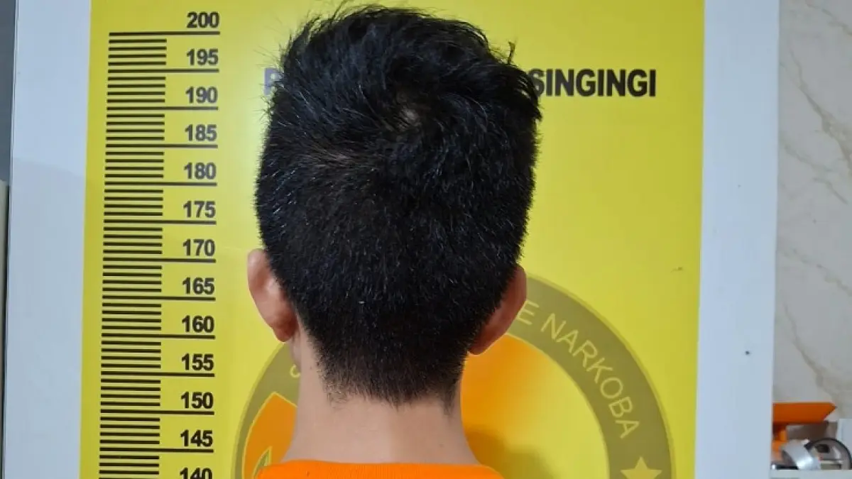 Satres Narkoba Polres Kuansing berhasil mengamankan satu tersangka pengedar Narkoba, Sabtu (8/8/2026). (Polres Kuansing)