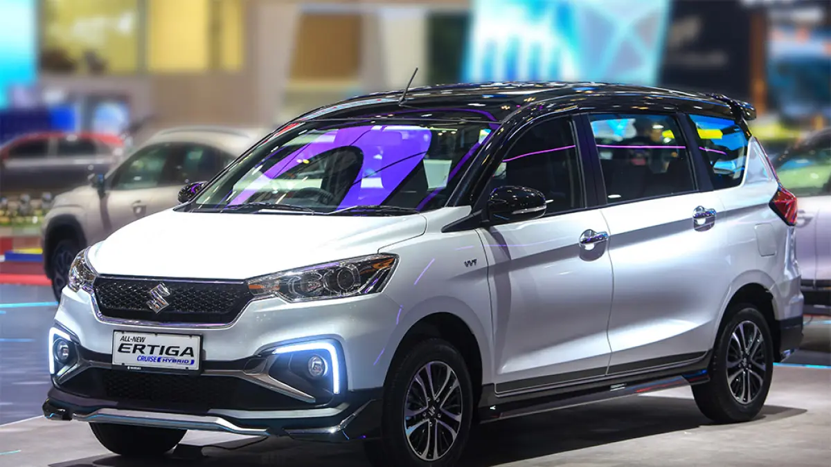 Ertiga Hybrid Cruise dipamerkan di booth Suzuki pada gelaran Gaikindo Indonesia International Auto Show (GIIAS) 2026, baru-baru ini. (PT suzuki indomobil sales untuk riau pos)
