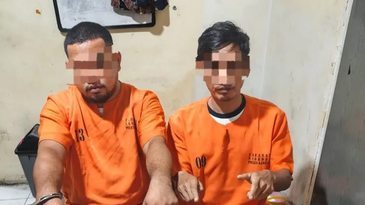 Satresnarkoba Polres Kampar ringkus dua pria yang diduga kurir dan pengedar narkoba, Selasa (11/8/2026) malam. (Humas Polres Untuk Riaupos.co)