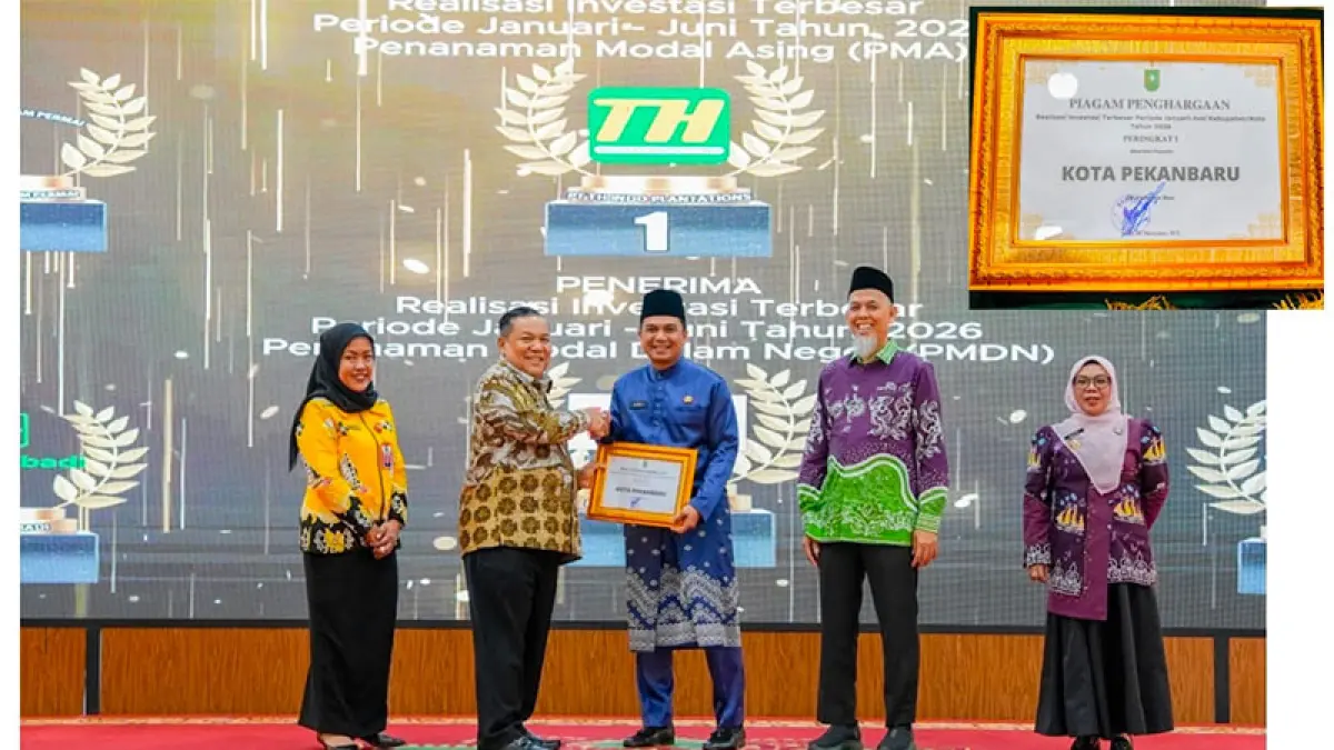 Pemko Pekanbaru menempati Peringkat I Riau Investment Award 2026, Jumat (14/8/2026). (ISTIMEWA)
