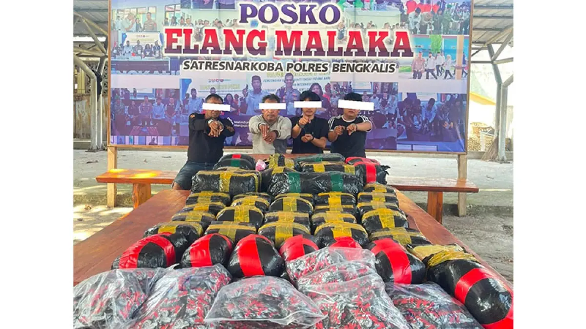 Tim Opsnal Satnarkoba dan Polsek Bantan berhasil mengamankan empat pengedar bersama barang bukti sabu, ekstasi dan Cartridge Etomidate pada, Rabu (12/8/2026). (Istimewa)