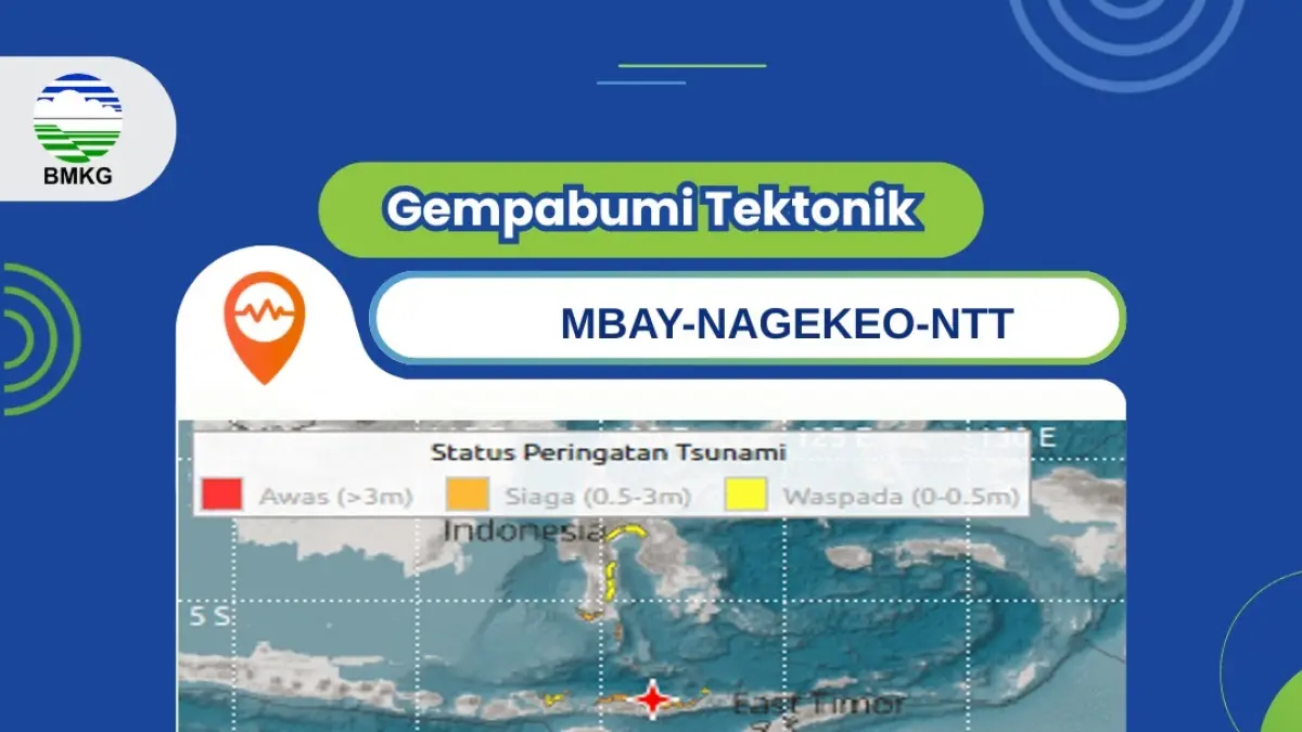 Gempa Magnitudo 7.7 berpusat di Nagekeo, NTT, Sabtu (15/7/2026).(SALURAN WA BMKG)