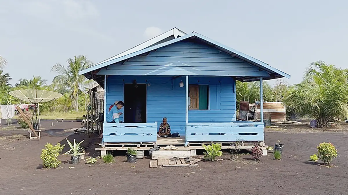 Rumah warga yang dibangun secara swadaya di Dusun III Mungkal, Desa Penyengat, Kecamatan Sungai Apit, Kabupaten Siak, Jumat (14/8/2026).(Kepala Desa Penyengat untuk Riau Pos)