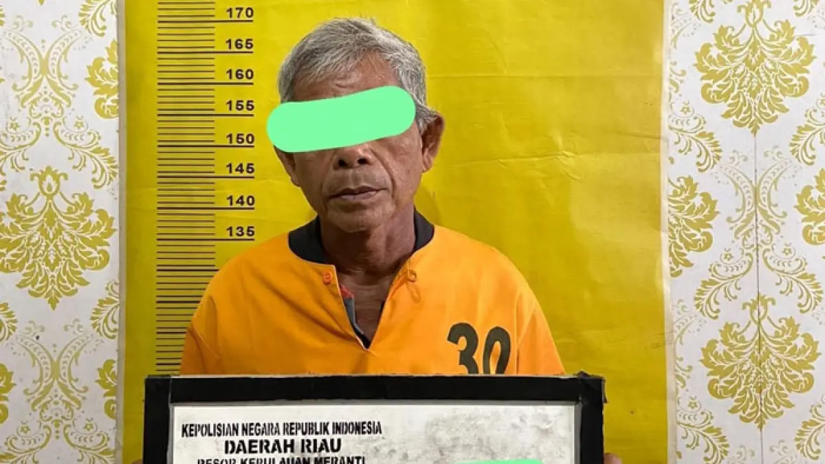 Tersangka kasus karhutla di Desa Tanjung Gemuk, Kecamatan Rangsang, Kepulauan Meranti, berujung pada penangkapan seorang pria berinisial D (57). (Istimewa)