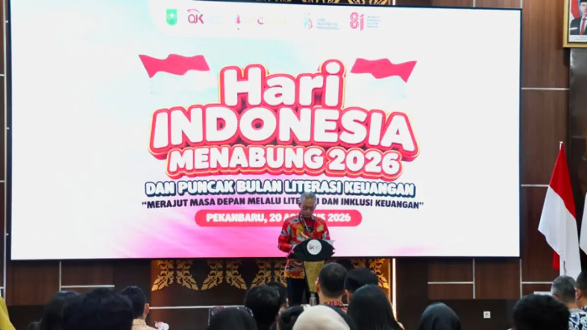 Kepala OJK Provinsi Riau Mohammad Fredly Nasution saat memberi kata sambutan. (Istimewa)