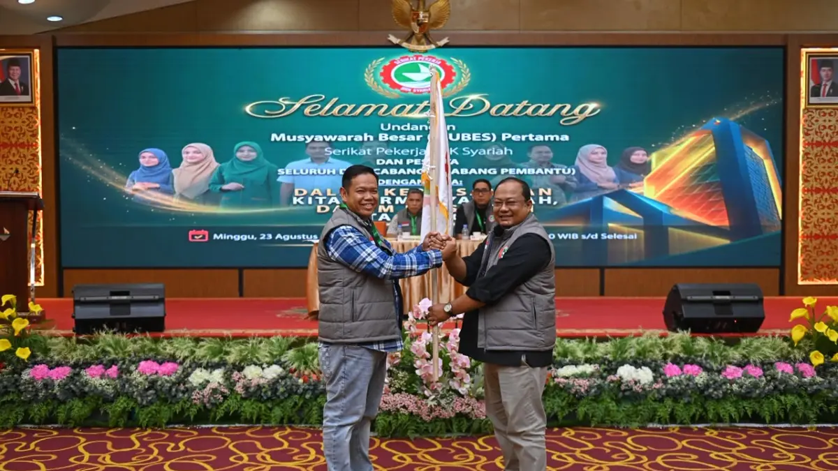 Musyawarah besar pertama Serikat pekerja BRK Syariah di gedung Menara Dang Merdu BRK Syariah, Minggu (23/8/2026)