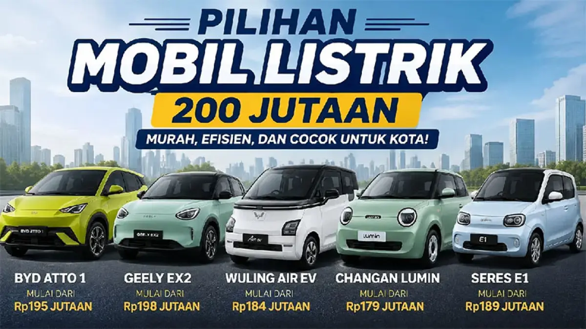 Pilihan mobil listrik Rp200 jutaan. (IlustrasiGPT)

