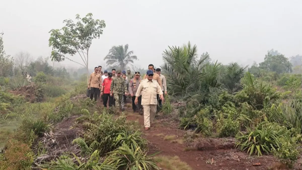 Presiden RI Prabowo Subianto saat meninjau karhutla di Kalimantan. (Istimewa)