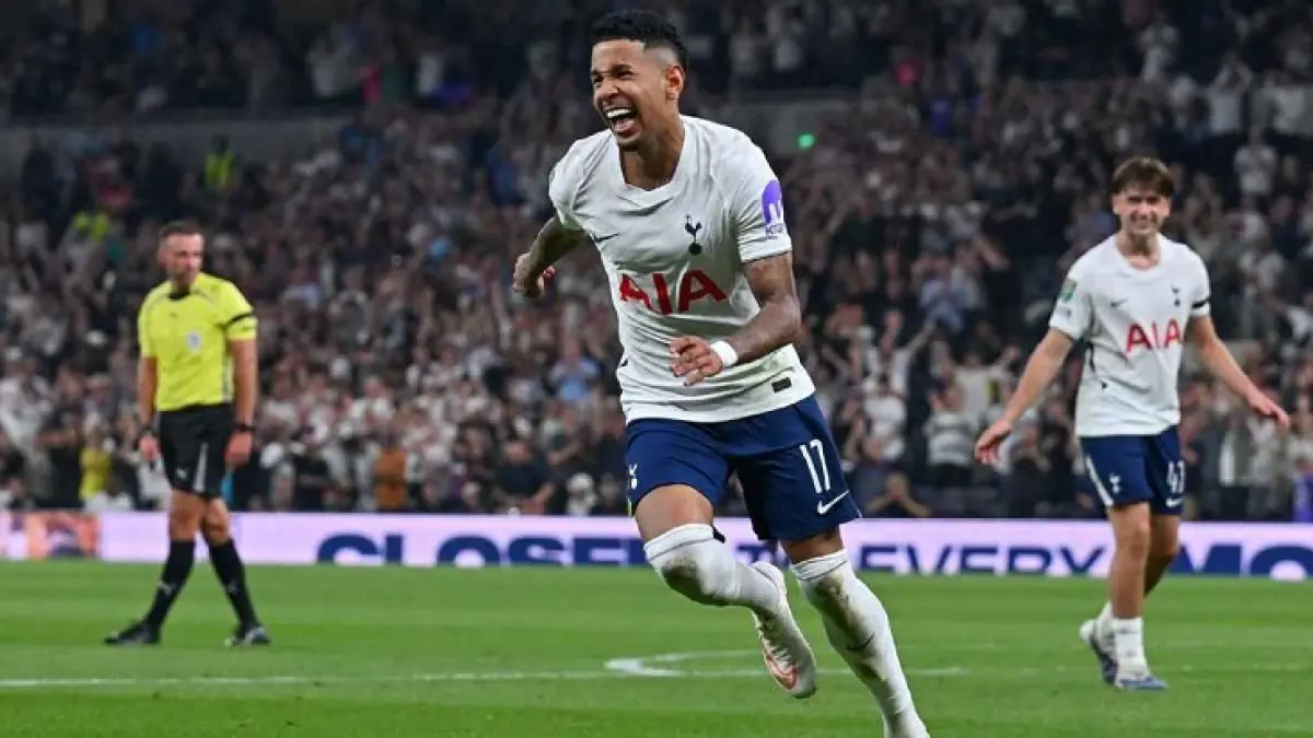 Sávio menjalani debutrnya di Tottenham dengan gemilang dengan mencetak gol melawan Charlton di Paial Carabao. (Vince Mignott/MB Media/Getty Images)
