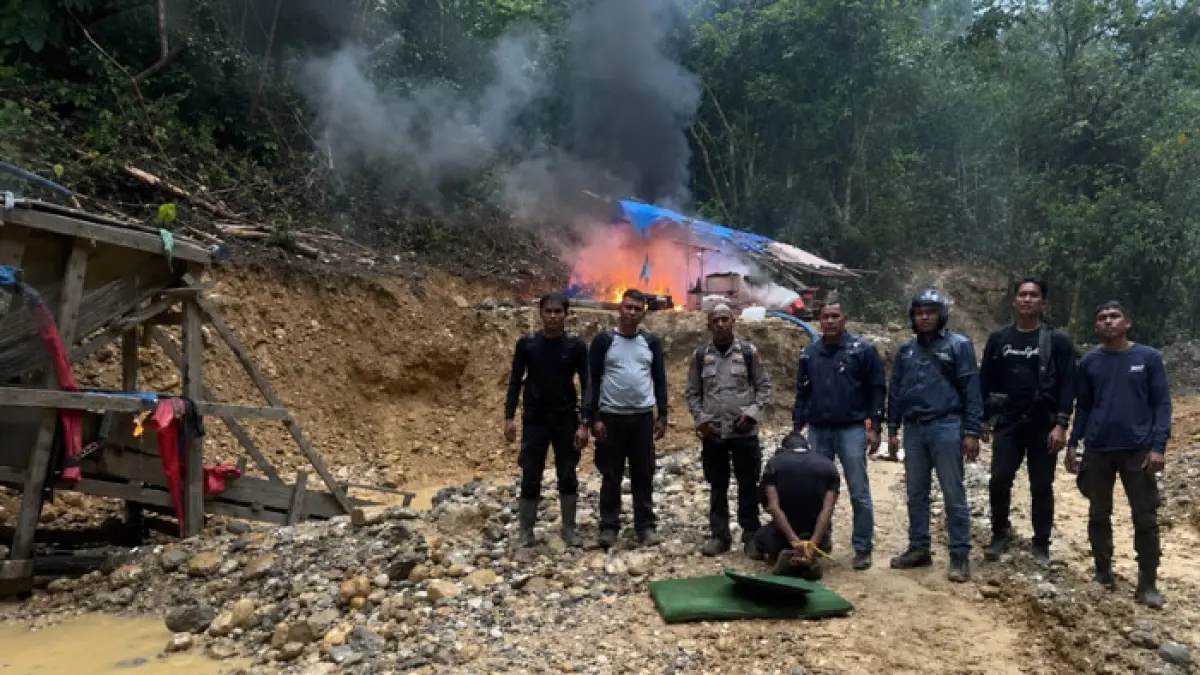 Polsek Kampar Kiri mengungkap aktivitas Pertambangan Tanpa Izin (PETI) di wilayah Desa Tanjung Permai, Kecamatan Kampar Kiri Hulu, Kabupaten Kampar, Sabtu (29/8/2026).(Humas Polres Kampar untuk Riaupos.co)