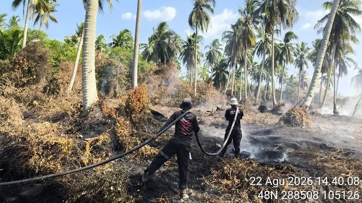 Petugas dari perusahaan melakukan pemadaman di areal lahan yang terbakar, beberapa waktu lalu. (APHI Riau untuk Riau Pos.