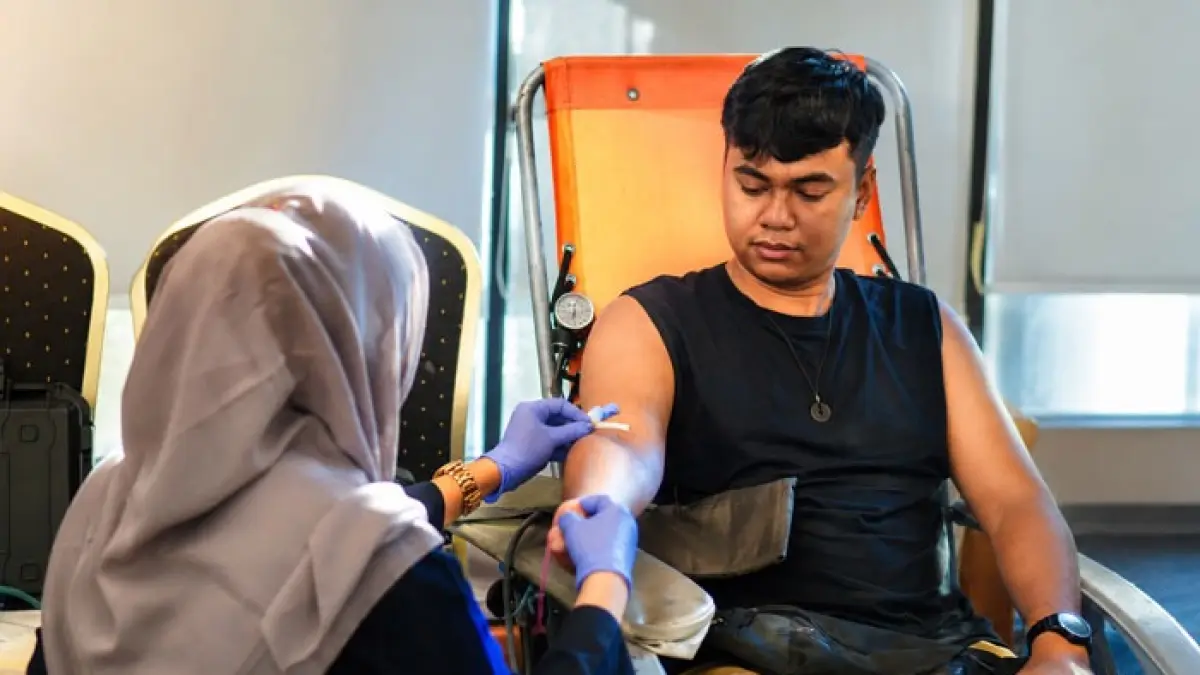 Suasana donor darah The Zuri Hotel Pekanbaru. (Istimewa)