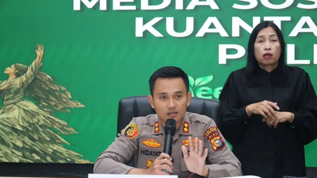 Kapolres Kuansing AKBP Hidayat Perdana saat konferensi pers. (Istimewa)