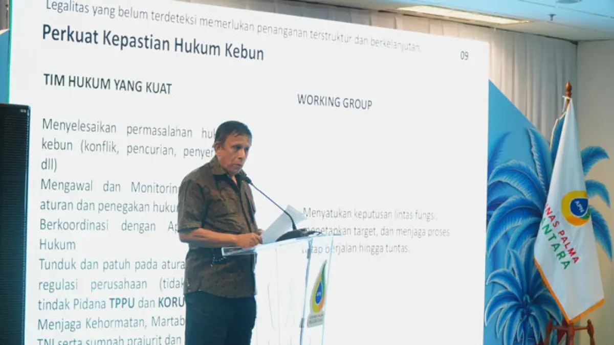 Utusan Khusus Presiden RI untuk Danantara Mayjen TNI (Purn.) Zacky Anwar Makarim dalam kegiatan arahan dan ramah tamah bersama para purnawirawan Tentara Nasional Indonesia (TNI) yang bertugas di lingkungan Agrinas Palma Nusantara, Ahad (6/9/2026). (Agrinas untuk Riaupos.co)