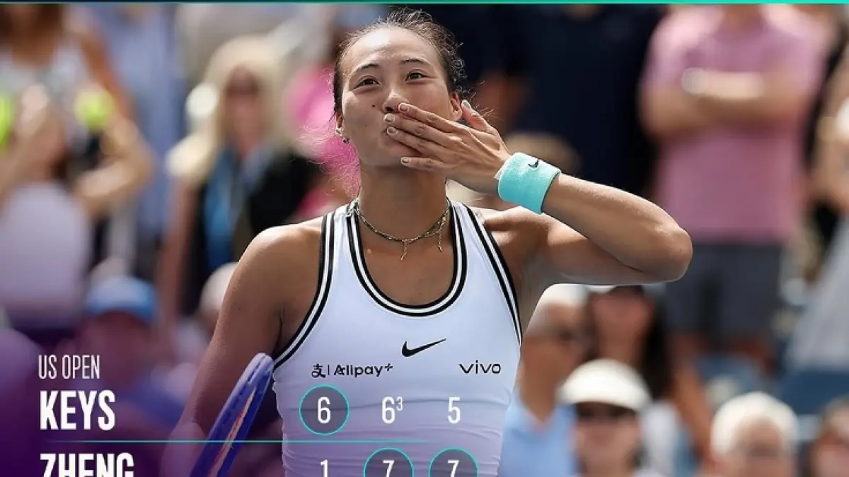 Peraih medali emas Olimpiade 2024 Zheng Qinwen bangkit untuk mengalahkan Madison Keys 1-6, 7-6, 7-5 pada babak ketiga US Open. (Instagram @usopen)