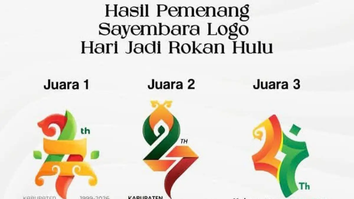Tiga karya terbaik Sayembara Logo HUT ke 27 Kabupaten Rohul ditetapkan panitia dan diumumkan Bagian Prokopim Setda Rohul, Sabtu (5/9/2026) petang. (Prokopim Setda Rohul untuk Riaupos.co)