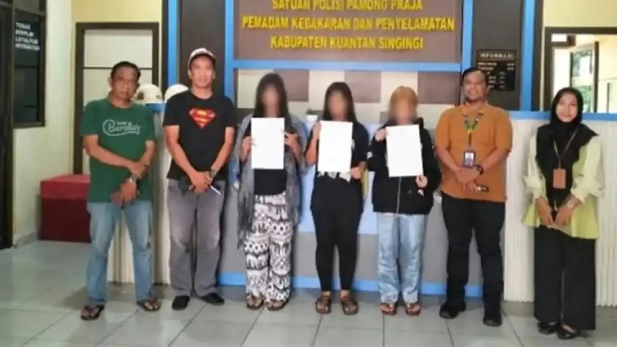 Tiga LC yang diamankan di Desa Sumber Datar Kecamatan Singingi, Jumat (4/9/2026)  malam oleh Satpol PP-PKP Kuansing positif mengidap penyakit menular seksual. (Satpol PP-PKP Kuansing)