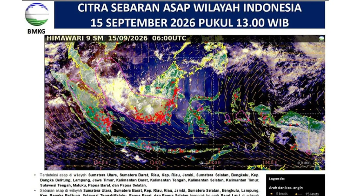 Tangkapan layar citra sebaran asap di wilayah Indonesia. (BMKG)