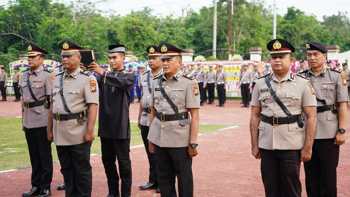 Lima perwira resmi menerima penugasan baru setelah Kapolres Kepulauan Meranti AKBP Gede Prasetya Adi Sasmita SIK memimpin serah terima jabatan (sertijab), Kamis (17/9/2026).(Polres Meranti)