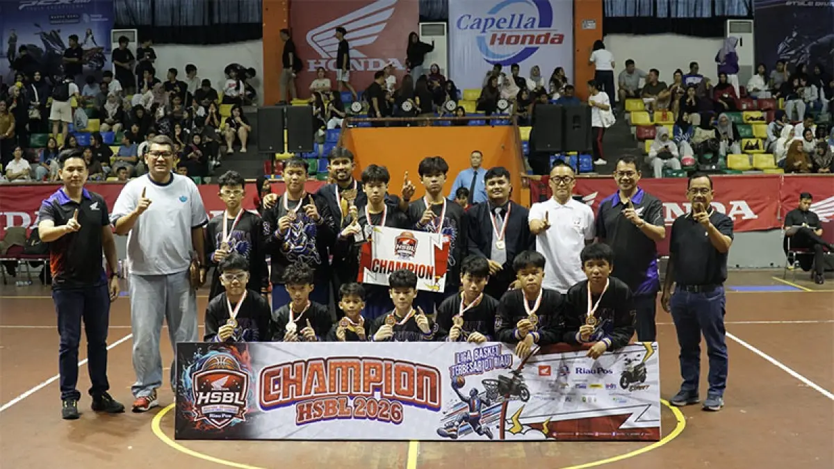 SMP Stella Garcia Champion Junior pada pertandingan  Riau Pos Honda HSBL 2026 Pekanbaru Series di GOR Tribuana Pekanbaru, Sabtu (19/9/2026). Ft : MHD AKHWAN/RIAUPOS.CO