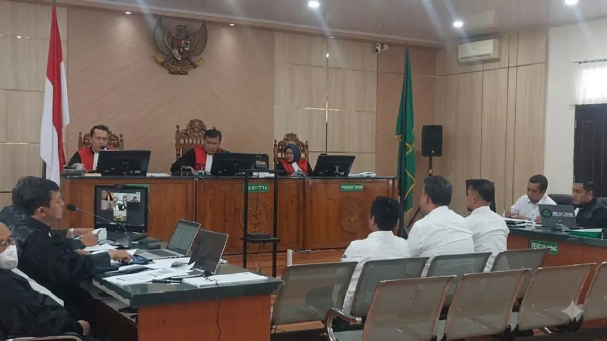 Sidang lanjutan perkara korupsi Sekda Kuansing nonaktif Zulkarnain di Pengadilan Tipikor Pekanbaru pada Kamis (24/9/2026). (Hendrawan Kariman/Riaupos.co)