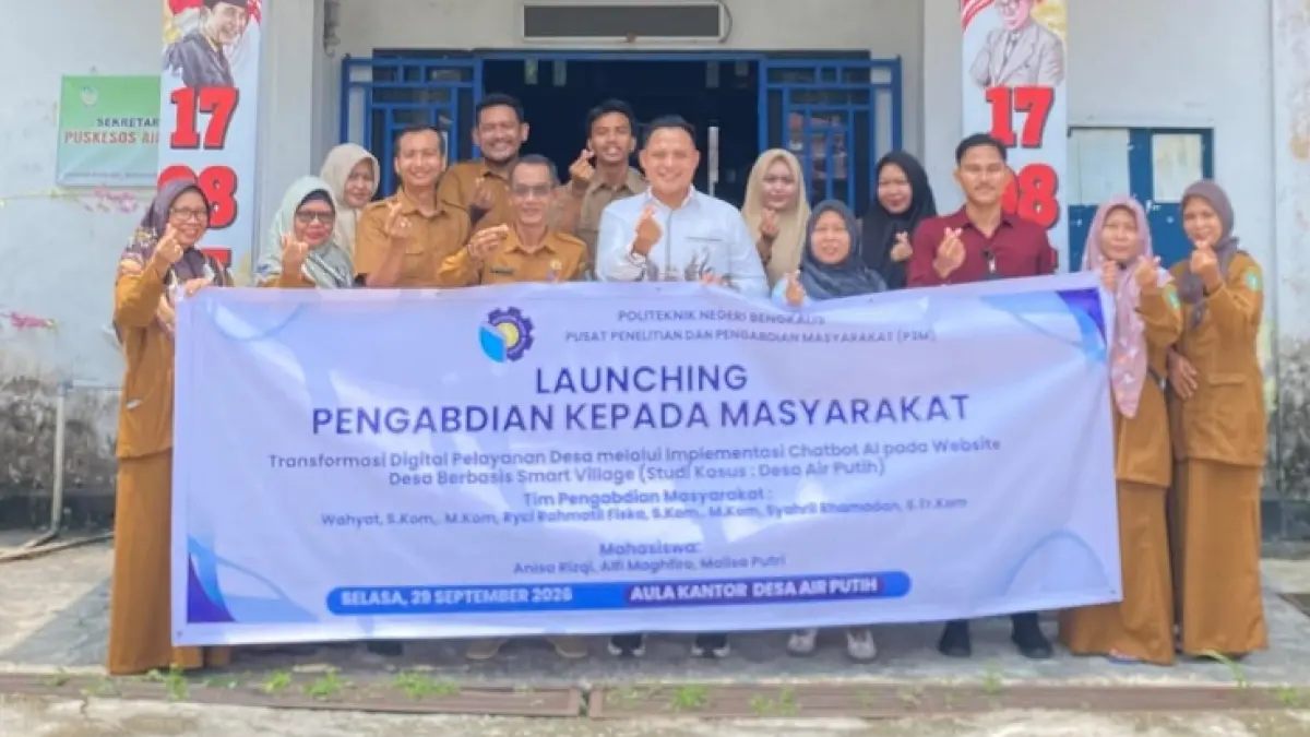 Tim PKM menyelenggarakan program transformasi digital pelayanan desa melalui Implementasi Chatbot AI pada Website Desa Berbasis Smart Village di Desa Air Putih, Kecamatan Bengkalis, Selasa (29/9/2026).(Istimewa)