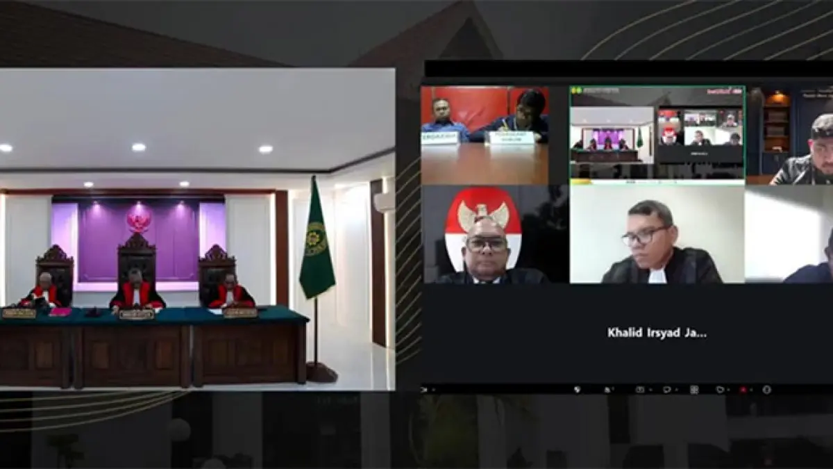 Sidang putusan perkara banding Abdul Wahid di Pengadilan Tinggi Riau yang digelar secara virtual pada Senin (5/10/2026). Tangkapan layar Youtube Pengadilan Tinggi Riau