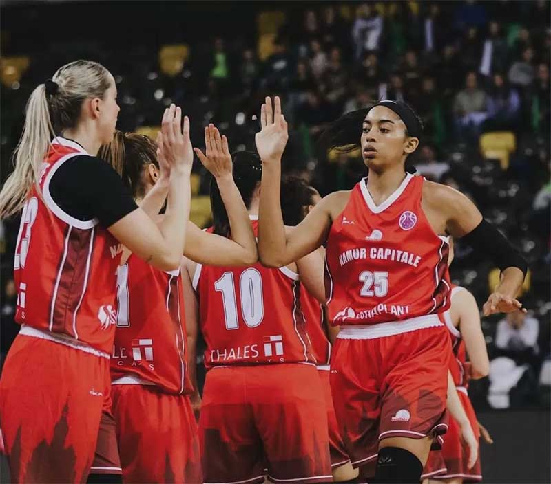 Pemain naturalisasi timnas basket putri Peyton Alexis Whitted ketika membela klub Belgia BC Namur Capitale.Â Â 