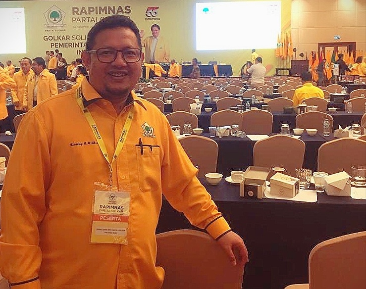 Sekum DPD I Golkar Riau Rizaldy AM Abrus berfoto saat Rapimnas Golkar beberapa waktu lalu.foto:Golkar Riau For Riau Pos.