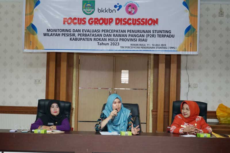 Kepala Perwakilan BKKBN Riau Mardalena Wati Yulia (kanan) saat menghadiri Focus Group Discussion, di Pasirpengaraian, beberapa hari lalu.
