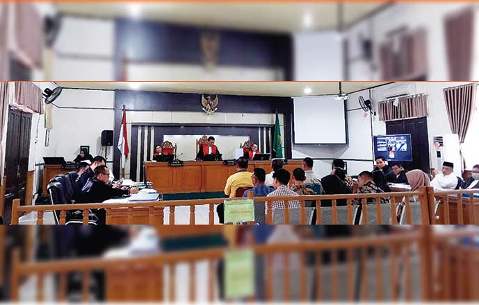 Suasana sidang tindak pidana korupsi terdakwa Bupati Kepulauan Meranti nonaktif Muhammad Adil digelar di PN Pekanbaru, Selasa (26/9/2023).