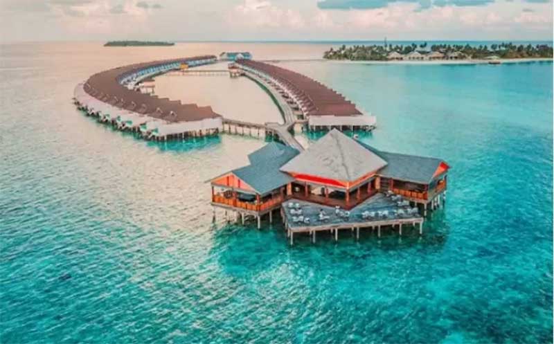 Objek wisata pantai di Maldives.