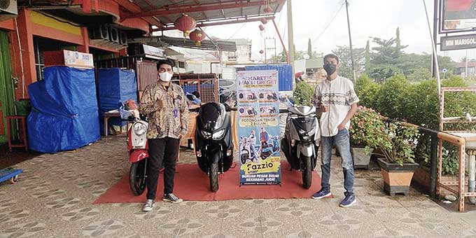 Pameran Yamaha di MaÂ­riÂ­gold Duri, Bengkalis, Rabu (30/3/2022).Â 