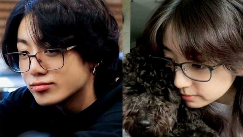 Penampakan wajah Jungkook BTS dan istri aktor Shim Hyung-tak, Hirai Saya, yang sangat mirip.