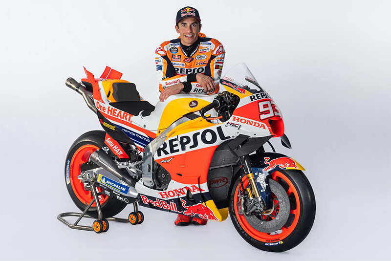 Marc Marquez dalam peluncuran Repsol Honda 2023 di Madrid, beberapa waktu lalu).