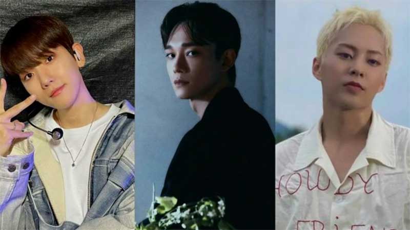 Dari kiri Baekhyun, Chen, dan Xiumin EXO hengkang dari SM Agensi.