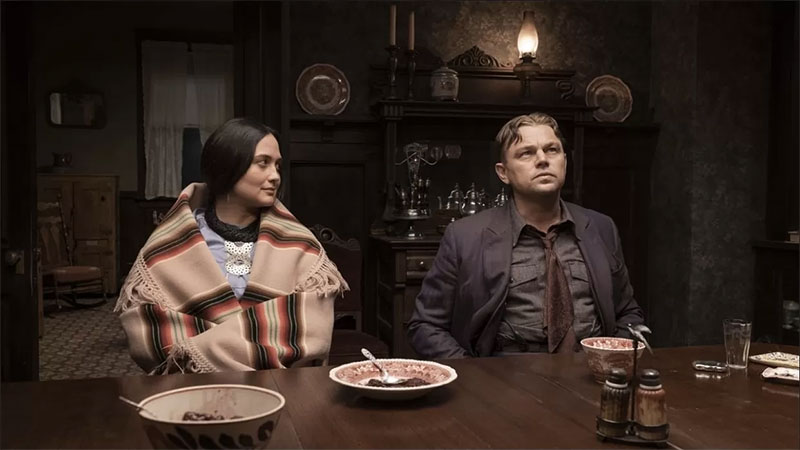 Menampilkan Leonardo DiCaprio dan Lily Gladstone di Film Killers of the Flower Moon.