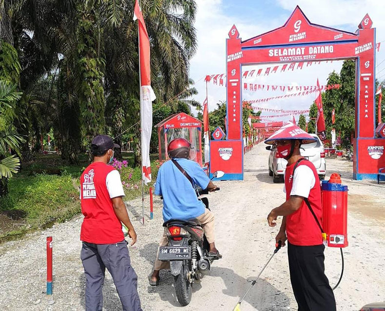 Desa Tanah Datar, Kabupaten Kampar yang menjadi salah satu desa terbaik dalam penerapan protokol kesehatan di situasi pandemi Covid-19 dan ikut dilombakan dalam ajang PT Gudang Garam.(ISTIMEWA)