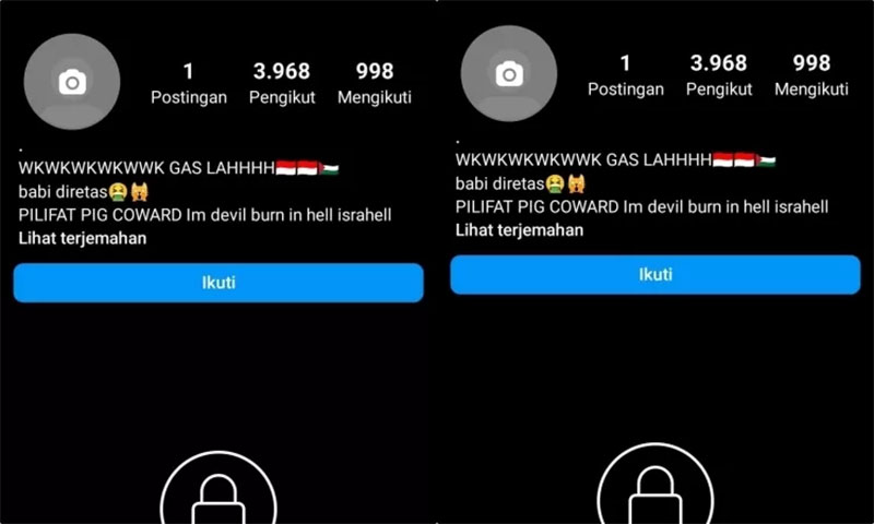 Tangkapan layar akun tentara IDF yang diretas oleh netizen Indonesia.