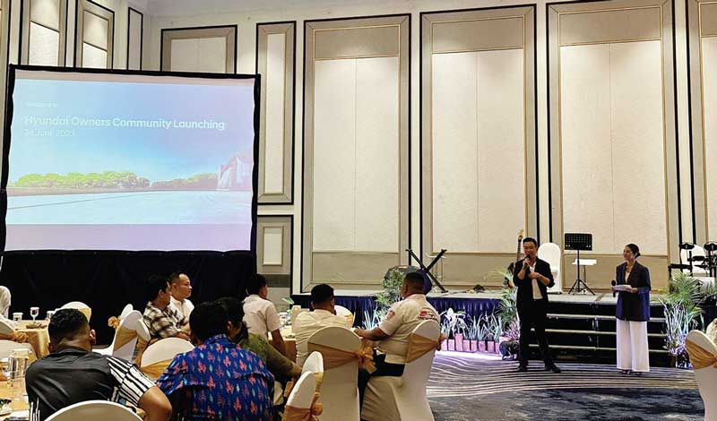 Suasana peluncuran Hyundai Owners Community Riau di Hotel Novotel Pekanbaru, Sabtu (24/6/2023).