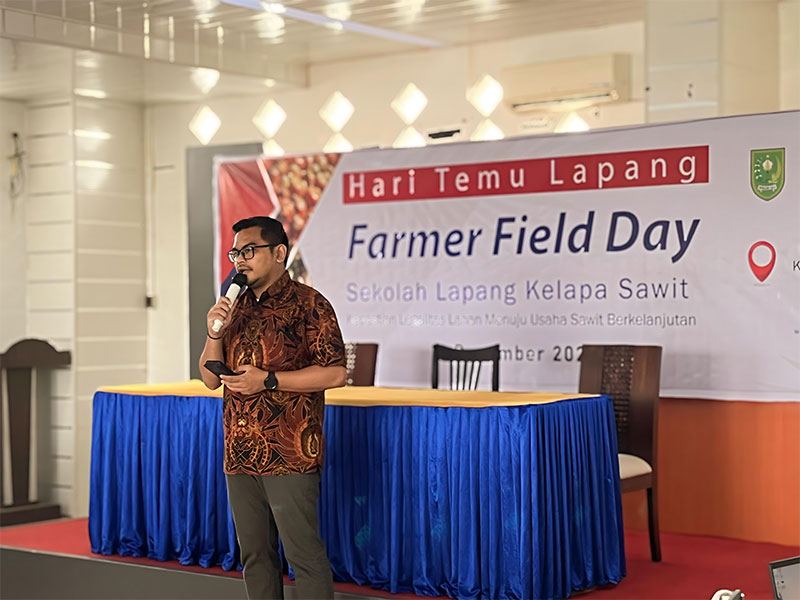 Direktur Eksekutif WEI, Wiranatha Krisna saat memaparkan tentang kontribusi dan peran petani kelapa sawit swadaya yang dapat diberikan untuk Indonesia, Selasa (12/12/2023)